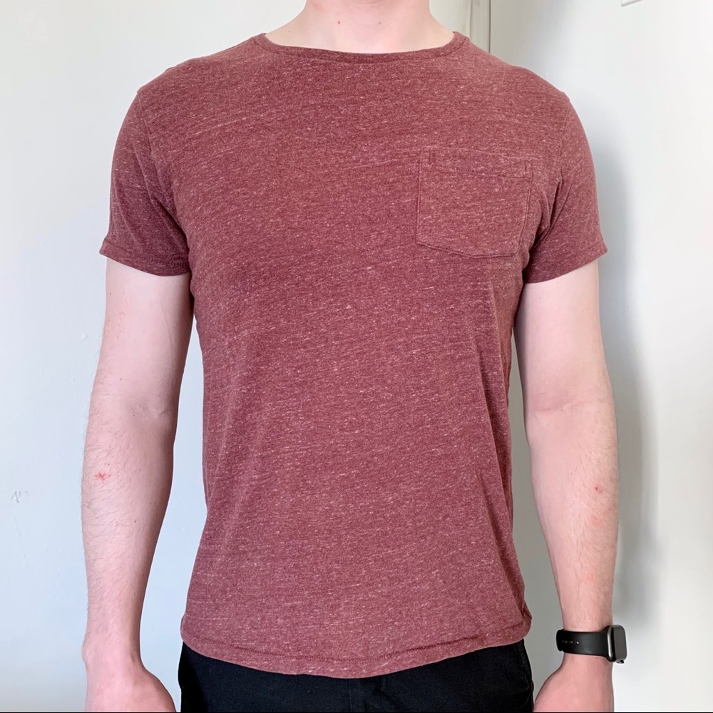 J.Crew Broken-In Pocket T-shirt Red Melange Slim Casual Summer Classic Preppy